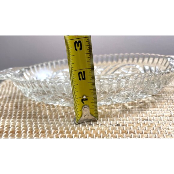 Vintage Anchor Hocking Cut Glass Divided Relish Dish 10.25" X 6.5" With Star Pat - Picture 4 of 4